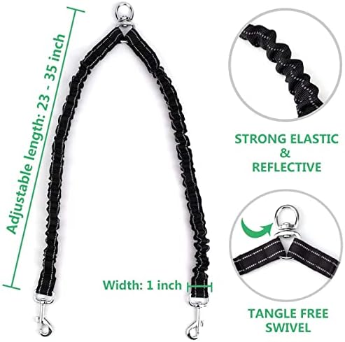 Dual Retractable Dog Leash for 2 Medium Dogs ≤ 44Lbs Each,18.5FT, Poop Bags