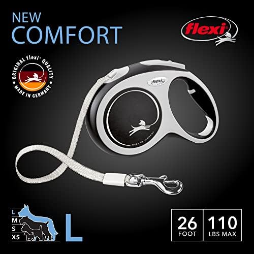 FLEXI® Comfort Nylon Tape Retractable Dog Leash, Large, 26 ft - Grey/Black