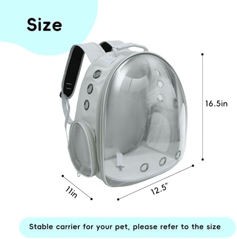 Cat Backpack, Airline Approved Bubble Carrying Bag for Small Medium Dogs Cats, Space Capsule Pet Carrier Dog Hiking Backpack Travel Carrier (Grey)