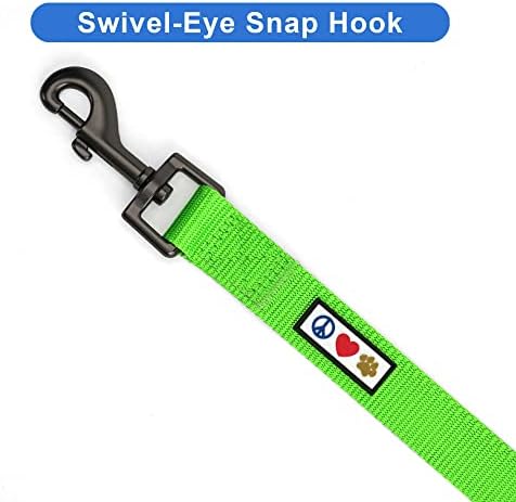 Pawtitas Personalized 6 ft Green Dog Leash XXS/Cat Custom Name and Phone Embroidery Strong Nylon Leash for Small Breeds