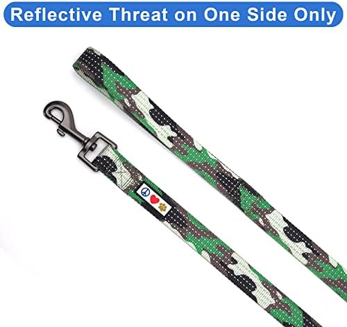 Pawtitas Camo Green Dog Leash 6 ft M/L Reflective Durable Lightweight Dog Lead for Medium or Large Dogs and Puppies