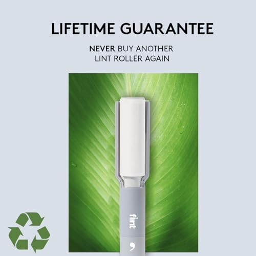 Flint Plus Retractable Lint Remover & Pet Hair Roller for Clothes – Refillable & Reusable Lint Roller with 70 Extra Sticky Tear-Off Sheets – Value Pack, Light Grey