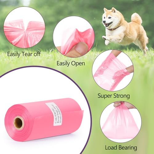 Lifegogo 1140 Counts 57 Rolls Unscented Doggy Poop Bags, Leak-Proof, Easy Tear-Off, Pink (13 x 9 Inches)