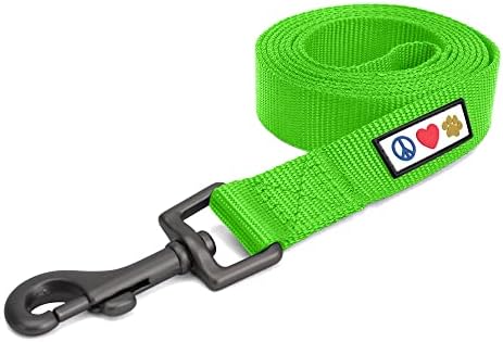 Pawtitas Solid 6 ft Green Dog Leash XXS/Cat Custom Name and Phone Embroidery Strong Nylon Leash for Small Breeds