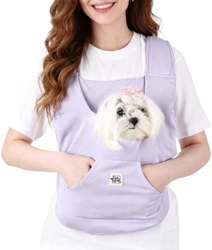 FLAdorepet Small Dog Front Carrier Sling Bag Pet Chest Backpack,Purple