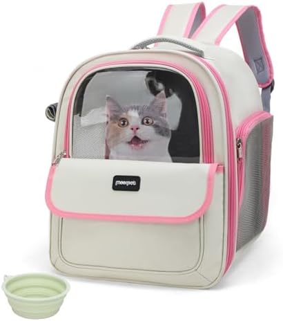 Cat Backpack Carrier for Travel & Hiking - Large Space, Durable & Breathable Pet Carrier for Cats & Small Dogs - Anti-Scratch, Escape-Proof Design (Pink, Large)