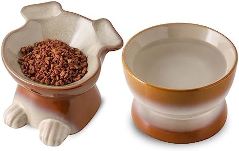 Nihow Dog Food & Water Bowls: Elevated Ceramic Bowls for Medium/Small Dog