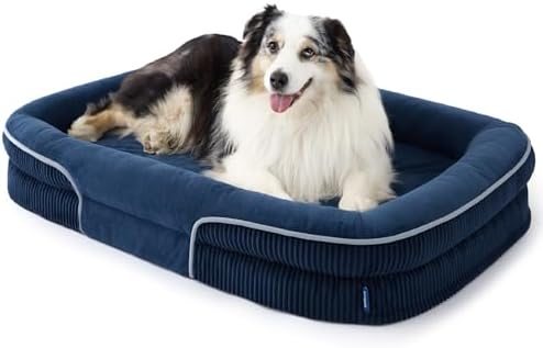 Bedsure XLPro 360°Oval Bolster Orthopedic Dog Beds Large Sized Dog,45" Blue