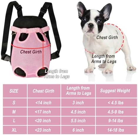 FEimaX Dog Carrier Backpack Pet Legs Out Front Cat Travel Bag, Adjustable Puppy Backpacks Carriers Hands-Free for Small Medium Dogs Cats Hiking Traveling Camping Daily Walking