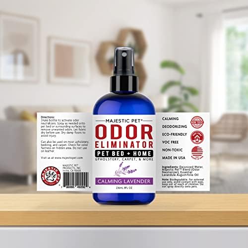 Majestic Pet Bed & Odor Eliminator for Home 8 Fl Oz - Dog or Cat Urine Deodorizer for Carpet and Areas Your Pet Frequents - Calming Lavender Scent Spray