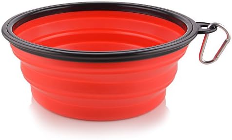 Extra Large Collapsible Dog Bowl, 3L XL Travel Dog Bowl, Foldable Travel Water Dish, 102oz X-Large Portable Collapsable Traveling Bowls with Carabiner for Dogs Walking, Hiking (Red)