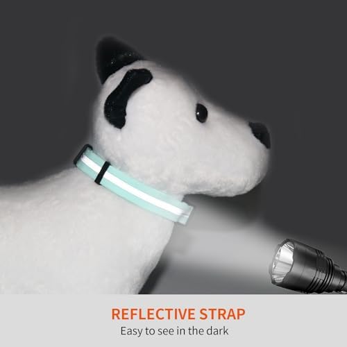 Nimble Reflective Waterproof Dog Collar Adjustable Odor Resistant Easy Clean Pet Collar for Small Medium Large Dogs Night Walking Outdoor Rainy Use (Light Blue, Large (15.35”-24.8”inches))