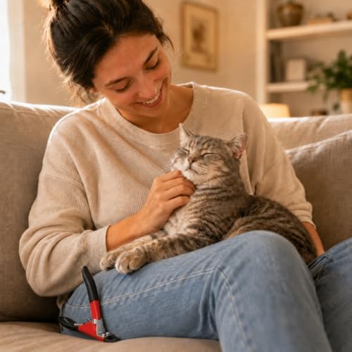 Resco Cat Nail Clippers, Guillotine Cat Claw Trimmer with Comfort Grips, Deluxe Red