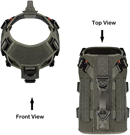 ICEFANG No Pull Tactical Dog Harness for X-Large Dogs,Adjustable Dog Vest