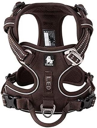 WINHYEPET True Love No Pull Dog Harness Extra Reflective Pet Harness for Small Medium Large Dogs Adjustbale for Running Walking Padded Soft Mesh Vest Easy Control TLH56512(Brown,L)
