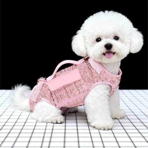 Cat Puppy Carrier Crossbody Bag (Pink Tweed Bag+Strap 2pc,Small)