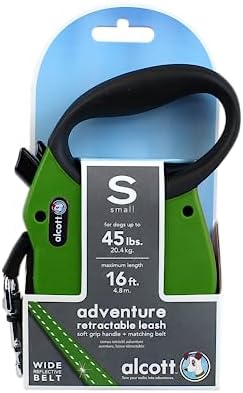 Alcott Adventure Retractable Leash, Small, Green