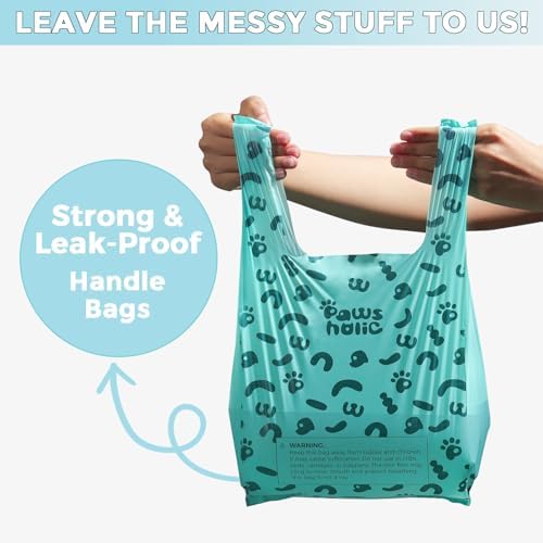 Cat Litter Disposal Bags and Dog Poop Bags with Handle,Cornstarch Based Extra Thick and Guaranteed Leak Proof Poop bags for Kitty and Doggy(360 Count 1.1 Gallon,Lavender Scent)