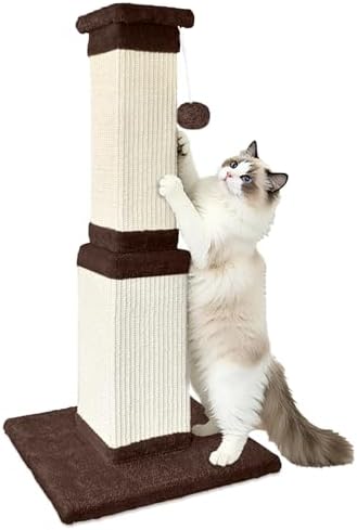 Cat Scratching Post for Indoor Cats, 32Inch Sisal Cat Scratcher