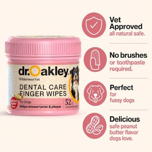Dr. Oakley Dog Dental Wipes Finger Dental Care - Peanut Butter Flavor