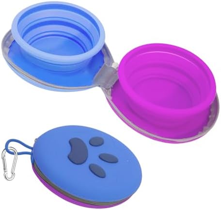 2-in-1 Collapsible Dog Travel Bowl Portable Silicone Carabiner