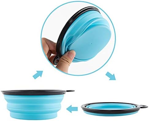 Large Collapsible Dog Bowls, 34oz Travel Water Food Bowls Portable Foldable Collapse Dishes with Carabiner Clip for Traveling, Hiking, Walking, 2 Pack (Light Blue + Light Green)