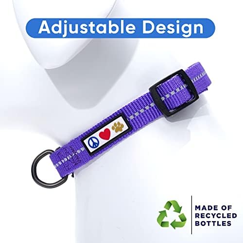 Pawtitas Recycled Dog Collar with Reflective Stitched Puppy Collar Made from Plastic Bottles Collected from Oceans Large Purple Quartz