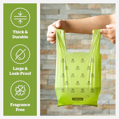 Pogi's Dog Poop Bags with Handles, Unscented, 900 Large Bags, Extra Thick