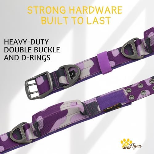 ADITYNA Heavy Duty Purple Dog Collar for Large Dogs with Traffic Handle