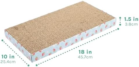 Kitty City 3-Pack XL Double Sided Corrugate Cat Scratcher Pads with Catnip - X-Large Horizontal Cat Scratcher Mats, Reversible Corrugate Nail File Scratchers - Spring Design, 18” x 10” Each