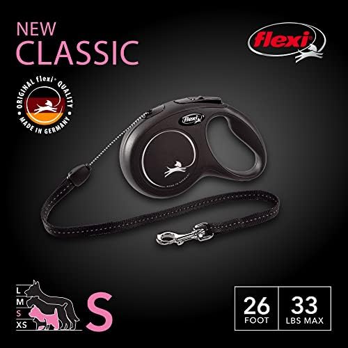 FLEXI® Classic Cord Retractable Dog Leash, Small, 26 ft - Black