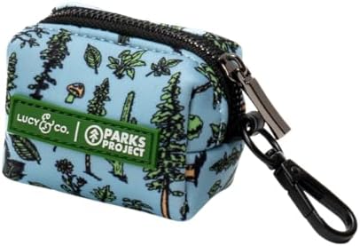 Lucy & Co. x Parks Project Feel the Earth Breath Dog Poop Bag Holder and Dispenser, Clips to Leash, Water-Repellent Neoprene, Includes Refill Roll