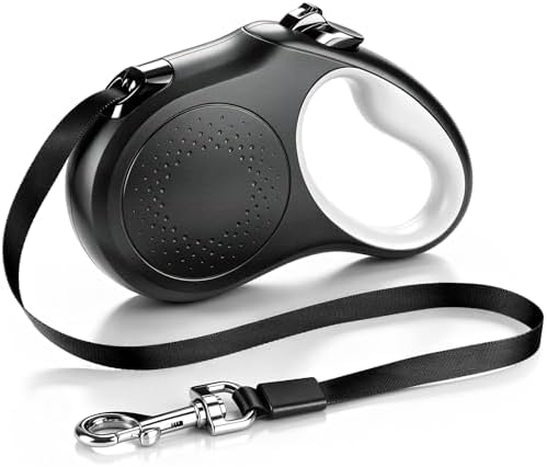 Retractable Dog Leash, 16 FT Strong Nylon Tape for Small and Medium Dogs up to 55 lbs, 360° Tangle-Free Design, One-Hand Brake & Lock with 3 Control Modes, Ergonomic Non-Slip Handle