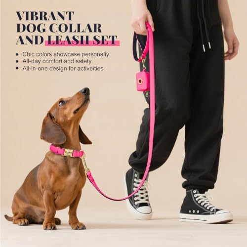 PET ARTIST Colorful Personalized Dog Collars, Breathable Soft, Pink,S