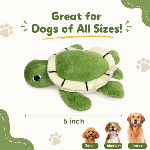 Hollypet Squeaky Hide and Seek Dog Toys for Small and Medium, 4 Turtles