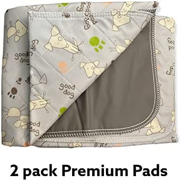 Washable Puppy Pads, Dog Pee Pad, Reusable 2 Pack, Large 28 in x 31 in, 5 Layer Quilted, Durable, Whelping Pads, Potty Training Pet Pads for Environmentally Conscious Dog Owners