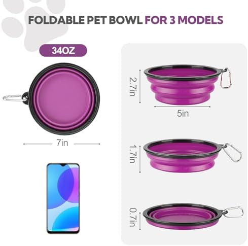 Collapsible Dog Bowl Large 34oz, Travel Dog Water Bowl Portable