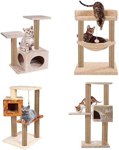 4 PCS M8 Cat Scratching Post Replacement, 15.7 x 3.1 Inches Cat Tree Replacement Post Jute Pole for Indoor Cats with M8 Screws, for Kitten Tree Tower Spare Cat Furniture Accessories