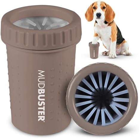 Dexas MudBuster Medium Dog Paw Cleaner, Taupe, Fits 1.5"-2.5" Wide Paws, Gentle Silicone Bristles for Quick, Easy Cleaning
