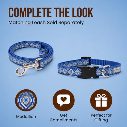 THE WORTHY DOG Summer Print, Adjustable Dog Collar, Small Dogs, Medallion