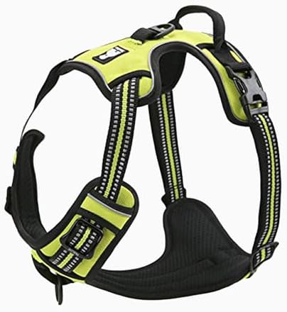 TRUE LOVE Adjustable No-Pull Dog Harness Reflective Vest, Neon Yellow, M