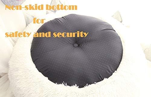 Modern Soft Plush Round Pet Bed for Cats or Small Dogs, Mini Medium Sized Dog Cat Bed Self Warming Autumn Winter Indoor Snooze Sleeping Cozy Kitty Teddy Kennel (20” D x 8'' H, White)