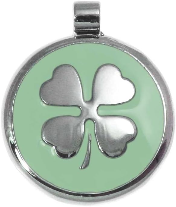 LuckyPet Clover Jewelry Tag - Pet Identification Tag for Dogs - Custom Engraved on The Back Side - Size: Large, Color: Mint