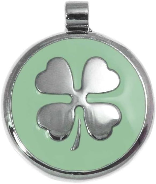 LuckyPet Clover Jewelry Tag - Pet Identification Tag for Dogs - Custom Engraved on The Back Side - Size: Large, Color: Mint