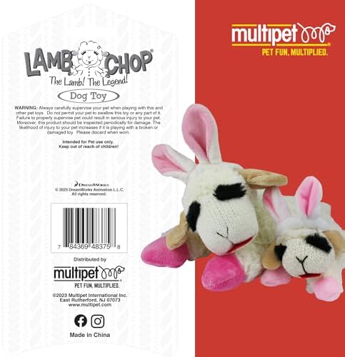 Multipet Lamb Chop Easter Dog Toy | Plush Dog Toy | Squeaker Dogs Toys |10" | White | Officially Licensed
