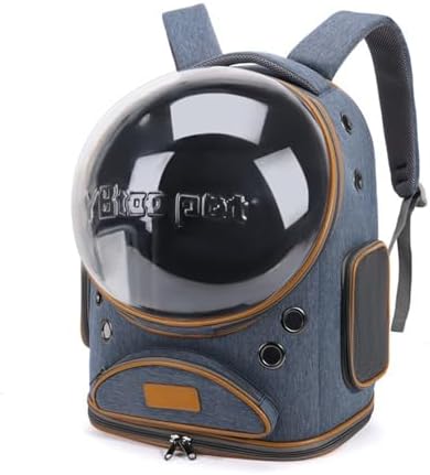 Cat Backpack Carrier, Breathable Cat Carrier Large Space Bubble Pet Backpack for Small Dog and Large cat up to 18lbs, Transparent & Foldable Pet Carrier for Travel Hiking (Blue)