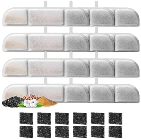 12 Packs Replacement Filters for 84oz/2.5L Fursink Pet Water Fountain, ZEKIRY Cat Water Fountain Filter, Triple Filtration Pet Fountain Filter Replacement(12 Filters & 12 Sponges)