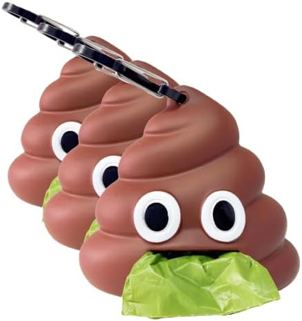 Dog Poop Bag Dispenser for Dog Leash, Poop Shape Sturdy Holder (Pack of 3)
