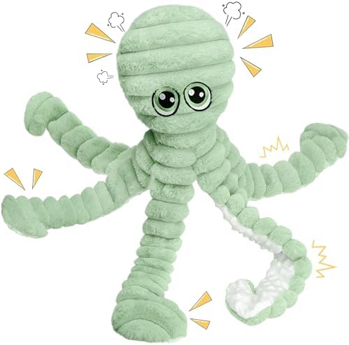 PrimePets Dog Toys for Large Dogs, 27” Extra Large Plush Octopus Dog Toy, Crinkle Squeaky Dog Toy for Small Medium Large Breeds, Interactive Stuffed Chew Toys to Keep Them Busy, Green