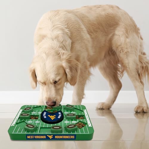 Pets First NCAA WEST Virginia Large Puzzle Toy, New Size, Interactive Dog Treat & Slow Feeding Toy